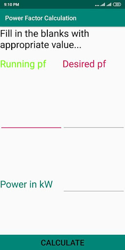Power Factor Calculator Screen 3