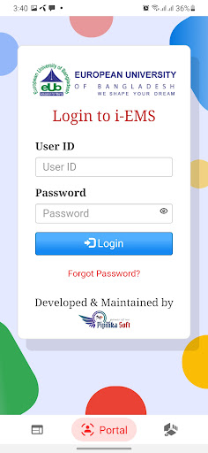 Android application EUB - Student Portal screenshort