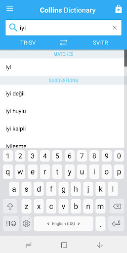 Swedish-Turkish Dictionary Screen 2