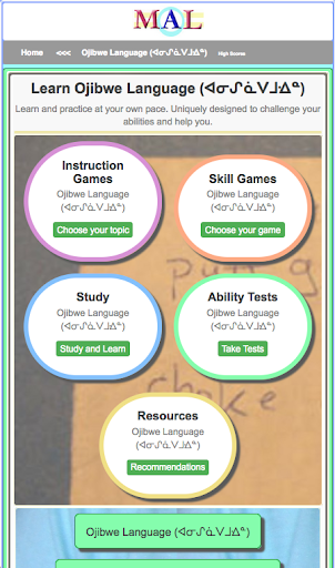 Android application Ojibwe M(A)L screenshort