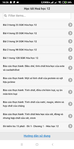 Android application Học tốt Hoá học 10 cơ bản screenshort