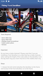 Screenshot der Fahrradwartungsanleitung