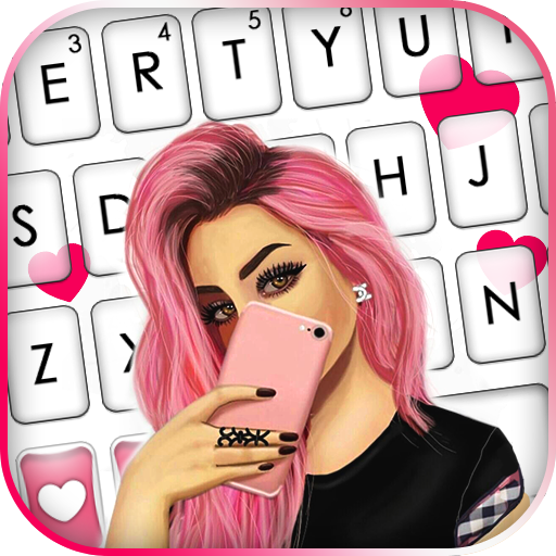 Pink Selfie Girl Keyboard Back logo