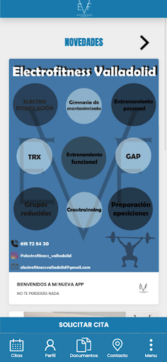 Android application Electrofitness Valladolid screenshort