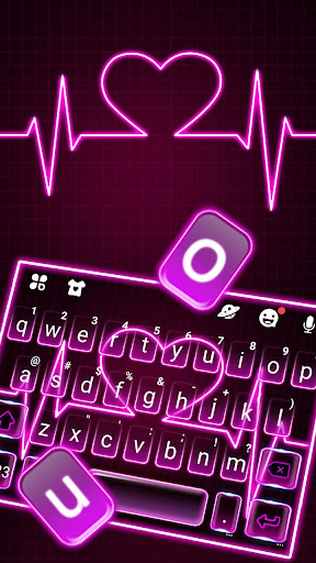 Neon Pink Heart Keyboard Theme Screen 2