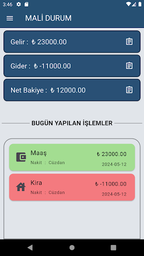 Android application Gelir Finans screenshort