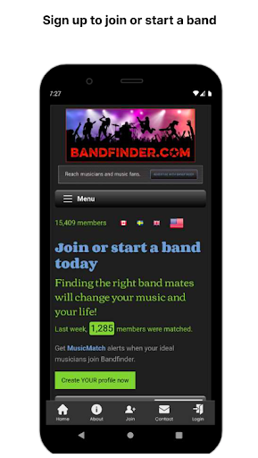 Android application Bandfinder: Join, start a band screenshort