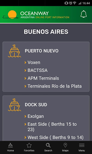 Oceanway Argentina Online Port Screen 3