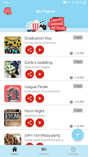 Android application Lights Camera Action - LCA screenshort