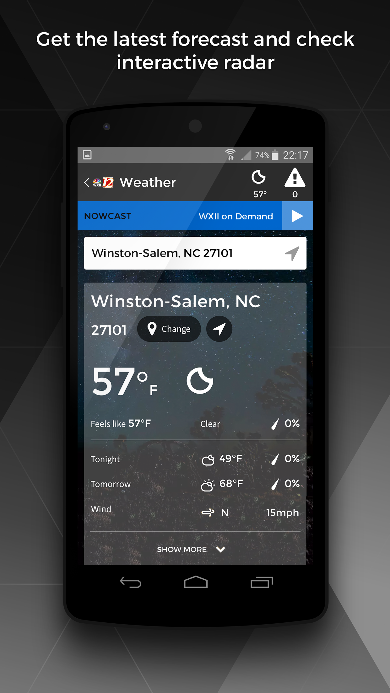 Android application WXII 12 News and Weather screenshort