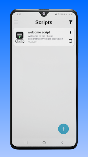 Fluent Teleprompter widget Screen 3