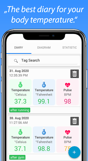 Android application Body Temperature Fever Diary screenshort