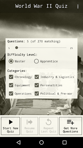 Android application WWII Quiz screenshort