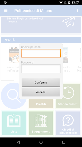 Polimi Library Screen 2