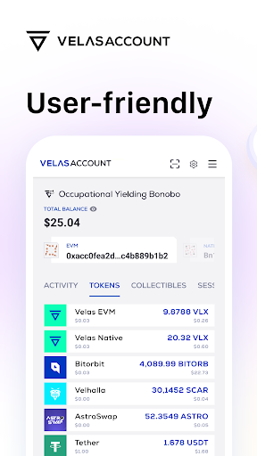 Android application Velas Account screenshort