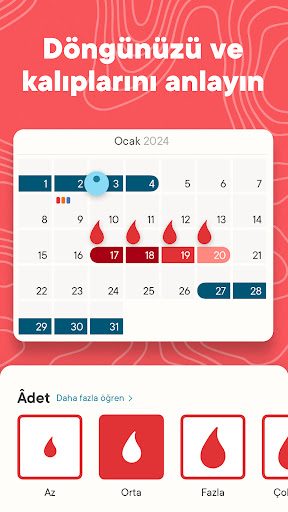 Clue Adet Döngüsü Takvimi ekran görüntüsü