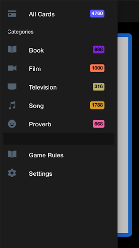 Charade / Hints Cards Screen 3