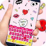 Fashion pink girl kiss keyboard theme icon