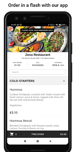 Android application Zena Restaurant screenshort