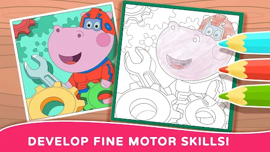 Hippo: Sách tô màu cho trẻ em