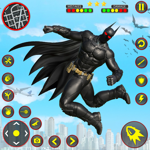 Flying Bat Hero Man Superhero logo