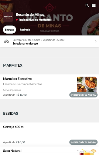Android application Recanto de Minas Restaurante screenshort