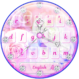 Pink Rose Clock Keyboard icon