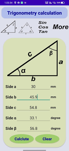 Trigonometry Calculator Screen 2