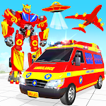 Cover Image of Download Flying Ambulance Robot Car Transform: Robot Games 14 APK