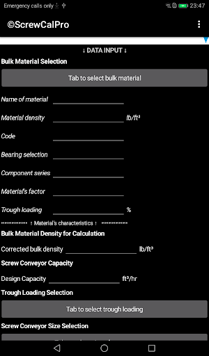 ScrewCalPro Screen 2