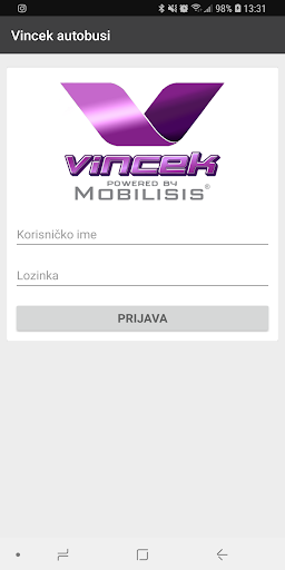 Android application Vincek autobusi screenshort