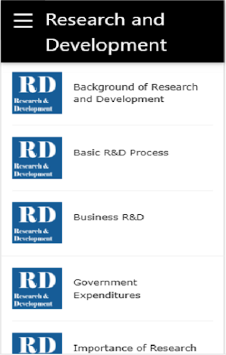Android application Research and Development screenshort