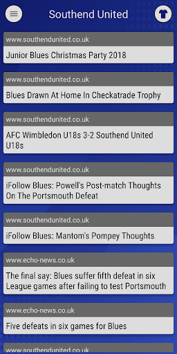 Southend United Fan App Screen 2
