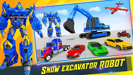 Snow Excavator Robot Car Games