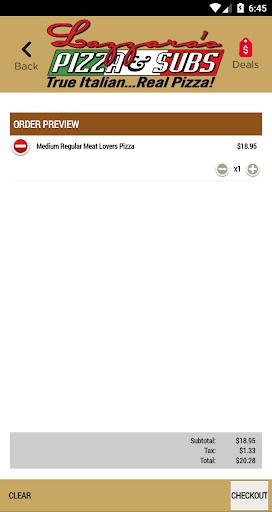 Screenshot of Lazzara’s Pizza