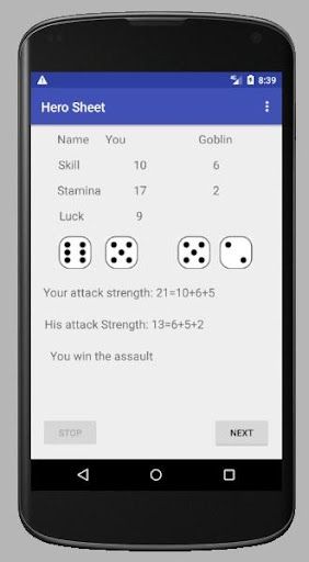 Hero Sheet for Gamebooks Screen 2