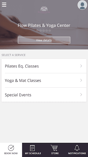 Android application Flow Pilates and Yoga Center screenshort