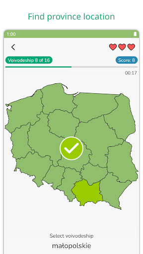 Android application Voivodeships: Poland Map Quiz screenshort