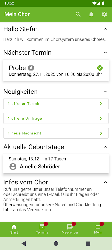 #1. Chorsystem Singste App (Android) Ved: dawesys GmbH