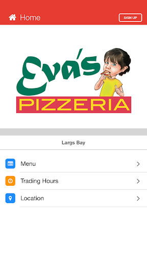 Android application Eva's Pizzeria screenshort