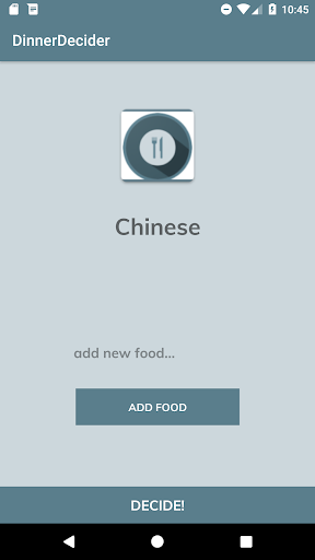 Android application Decide Your Own Dinner screenshort