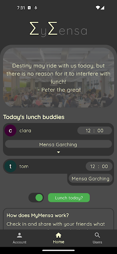 Android application MyMensa screenshort