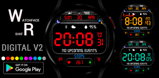 Android application Digital V2 Watch Face Wear OS screenshort