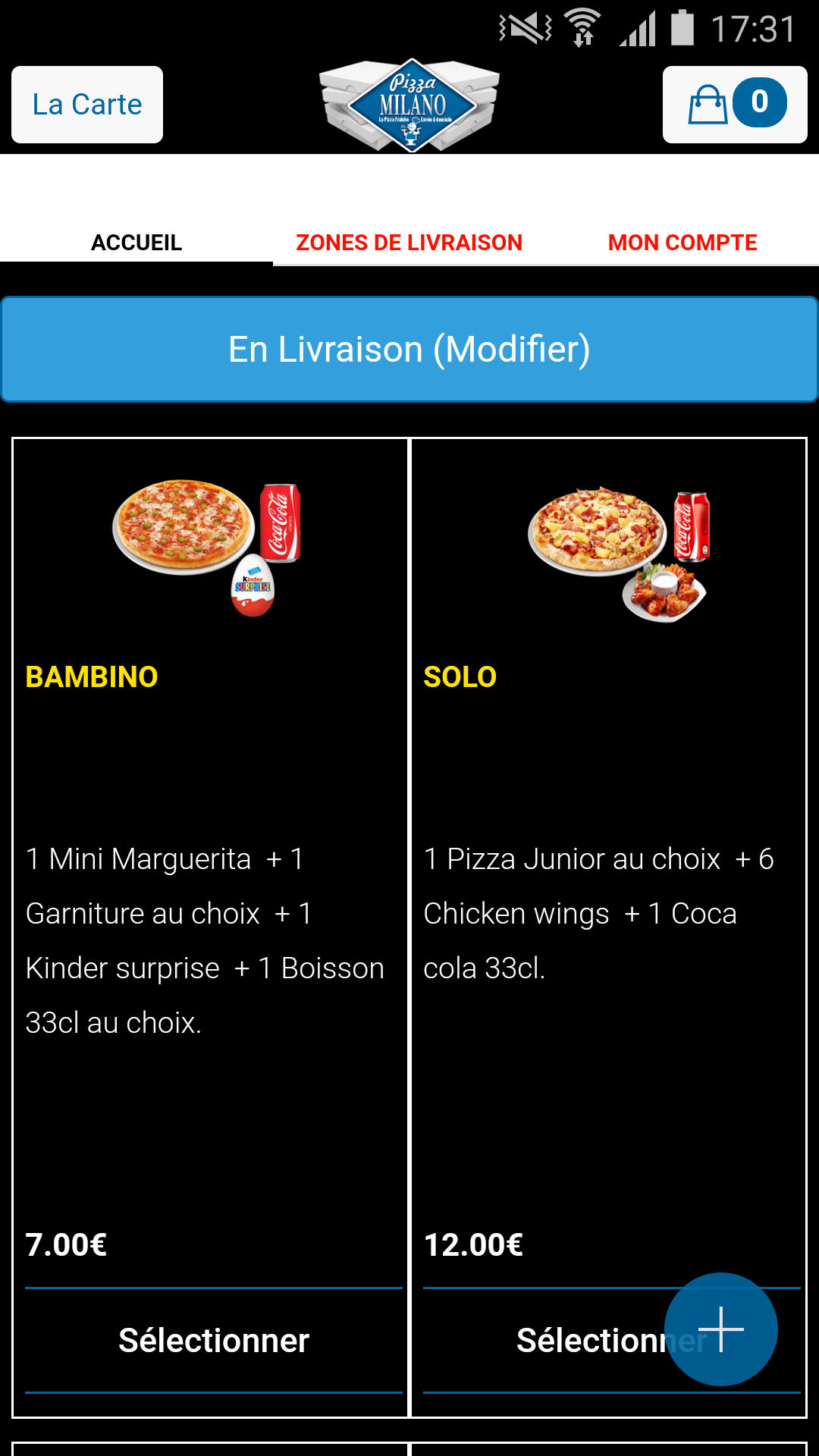 Android application Milano Pizza Maisons-Alfort screenshort