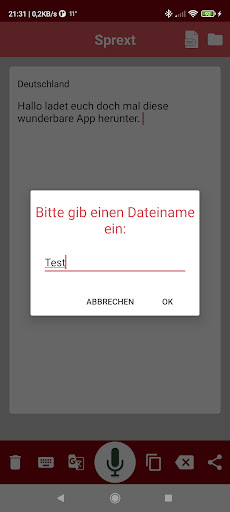 Screenshot of Convert speech to text Sprext