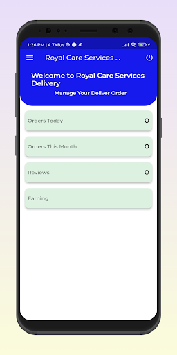 Royal Care Services Delivery Screen 2