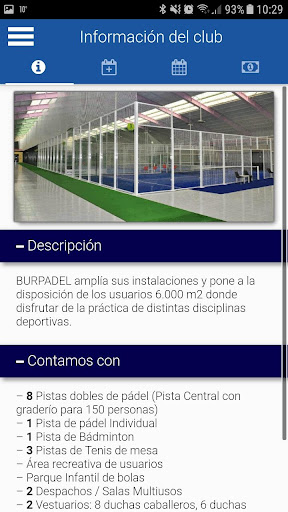 Android application Burpadel Reservas screenshort