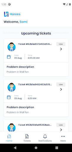 Android application Harees Technicians screenshort