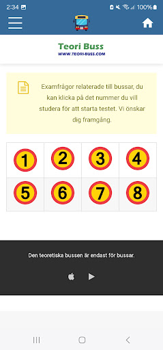 Teori D och YKB Buss Frågor Screen 3