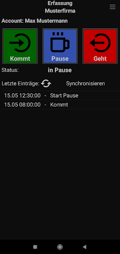 Android application AZE - ArbeitsZeitErfassung screenshort